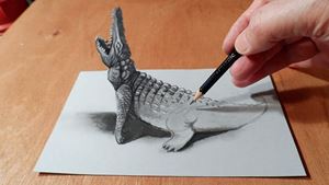 Il sensazionale talento di un artista che disegna un coccodrillo tridimensionale