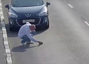Il coraggio di un uomo che salva il gattino nel bel mezzo dell’autostrada 